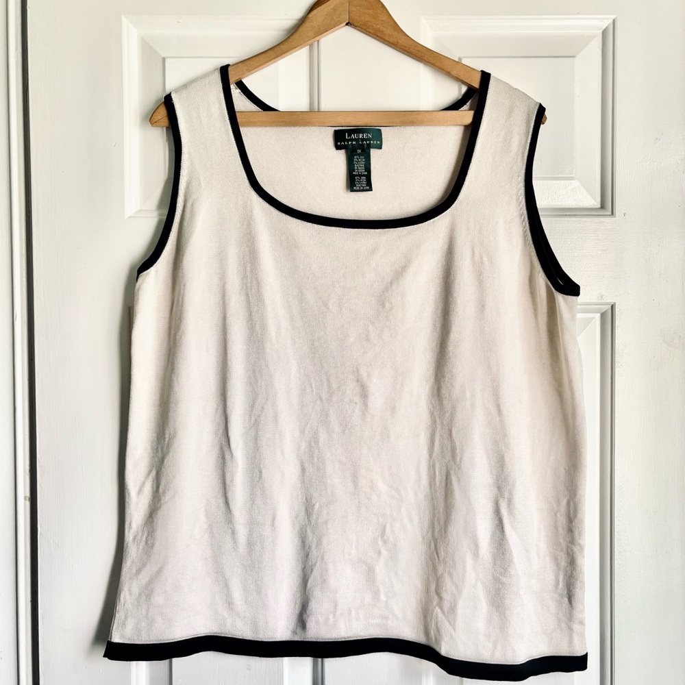 LAUREN Ralph Lauren Cream Tank Top W Size 1X